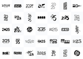 2025 set. New Year 2025 numbers logo