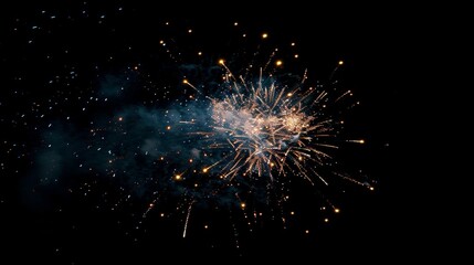 Obraz premium A vibrant display of fireworks against a dark, black background, illuminating the night sky with colorful bursts of light and sparkles