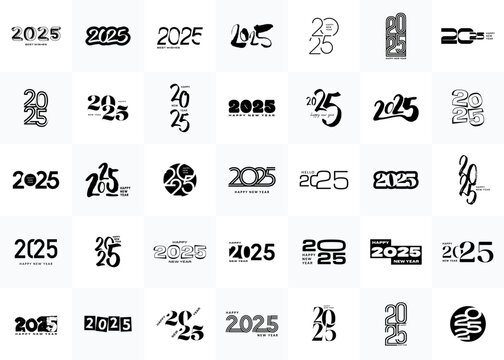 2025 set. New Year 2025 numbers logo