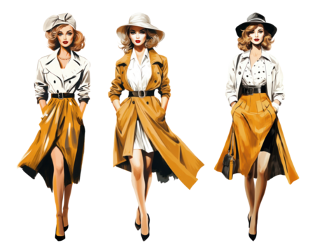 Digital paint yellow summer fashion png element set on transparent background