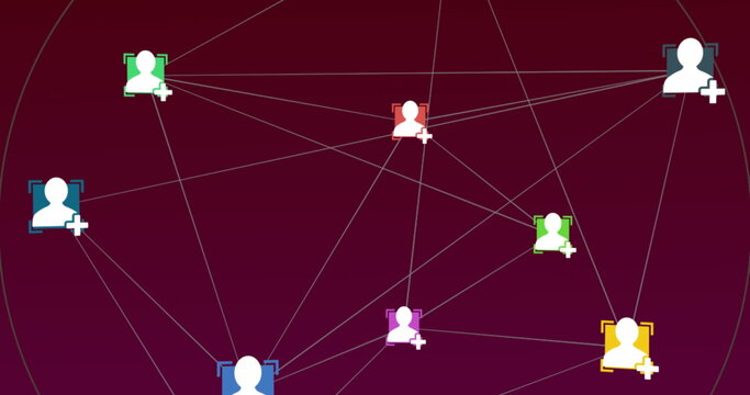 Image of multiple rows of orange spots and circles moving in hypnotic motion on a pink background - Powered by Adobe