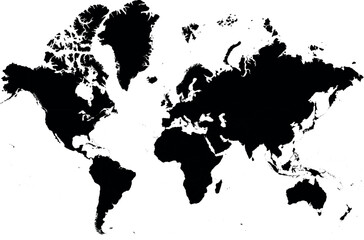 Vector silhouette map of world