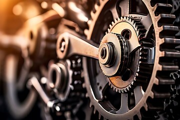 Close-Up of Bicycle Chain and Gears Highlighting Intricate Details and Textures