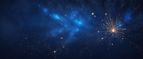 Obraz premium Fire embers particles over Blue background. Fire sparks background. Abstract dark glitter fire particles lights