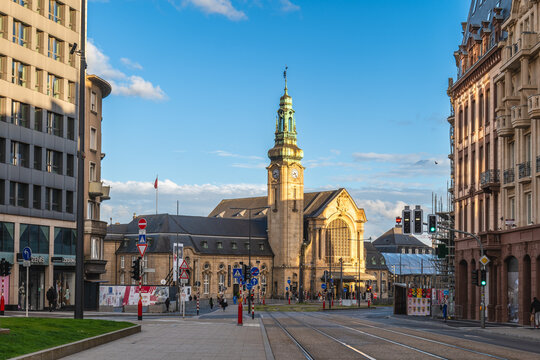 June 11, 2024: Luxembourg railway station, the main railway station serving Luxembourg City and operated by the state owned railway company. This building replaced the old one between 1907 and 1913.