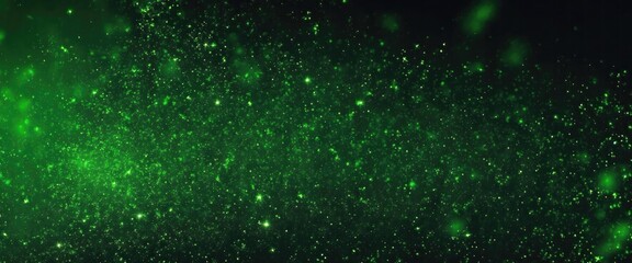 Fototapeta premium Fire embers particles over Green background. Fire sparks background. Abstract dark glitter fire particles lights