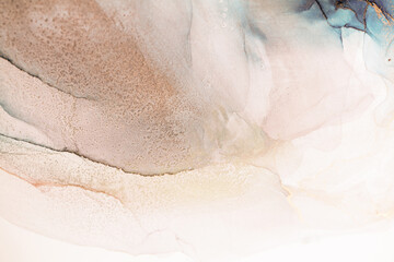 Abstract Ink Art in Teal and Silver