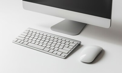 Fototapeta premium Computer keyboard and mouse on top of white desktop