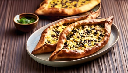 Traditional turkish greek baked dish pide