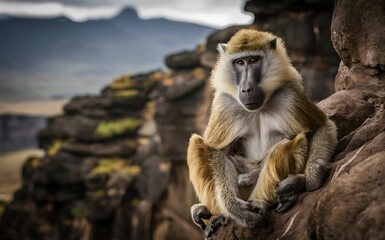 Naklejka premium portrait of a baboon