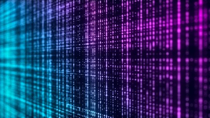 Futuristic blue dots background. Abstract glitch background. Corrupted binary code. Technology of many glowing particles. Artificial intelligence. Big data visualization. 3d rendering.