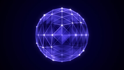 Futuristic sphere of particles and lines. Network connection big data. Abstract technology background. 3d rendering.