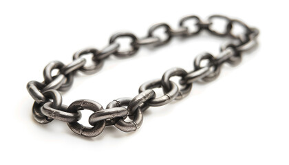 Fototapeta premium One common metal chain isolated on white