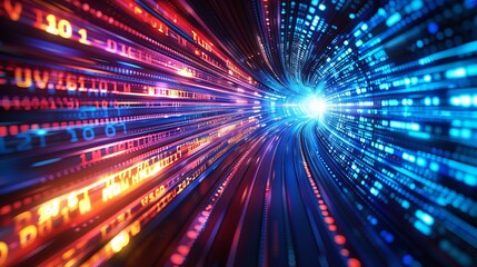 Obraz premium Digital Data Tunnel With Bright Light