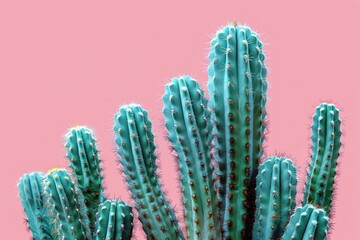 Green cactus on pink background