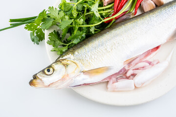 Fresh white fish and spices