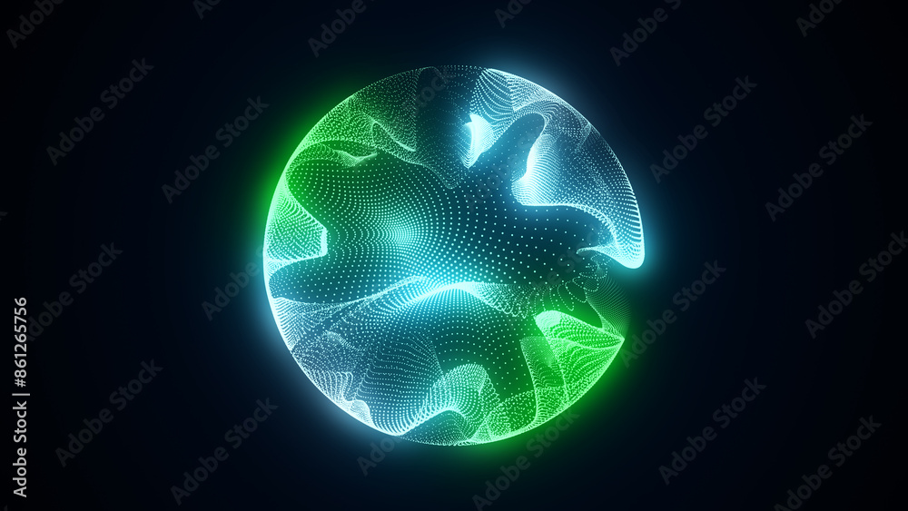 Poster futuristic sphere of particles and lines. network connection big data. abstract technology backgroun