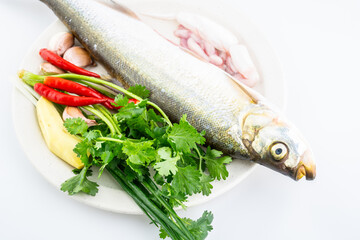 Fresh white fish and spices