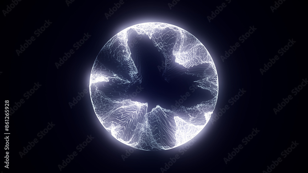Aufkleber futuristic sphere of particles and lines. network connection big data. abstract technology backgroun