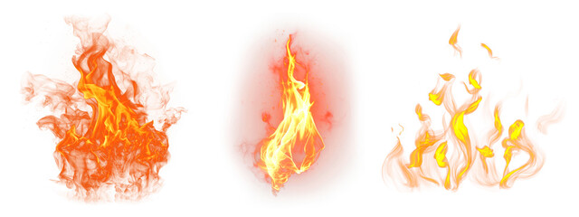 Fire burn png element set on transparent background