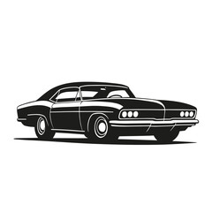 Vintage style classic muscle car black and white clip art.