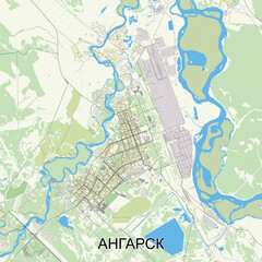 Angarsk, Russia map poster art