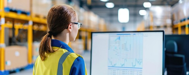 Digital tracking system on computer screen, logistics management, online shopping