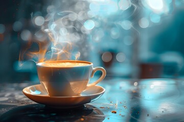 Coffee cup on table saucer