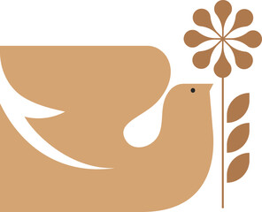 Modern Nordic style bird and flower logo