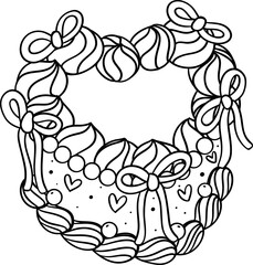 Coquette Vintage cake  heart shape outline