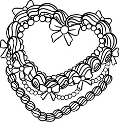 Coquette Vintage cake  heart shape outline