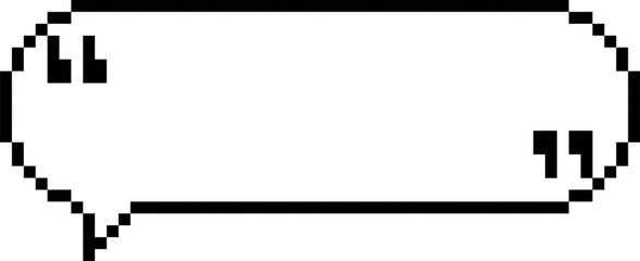 8bit retro game pixel speech bubble balloon with quotation marks, icon sticker memo keyword planner text box banner, flat png isolated transparent element design