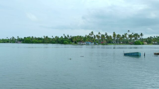 Kollam islands in Ashtamudi Lake Sambranikodi and surrounded  islands drone shots