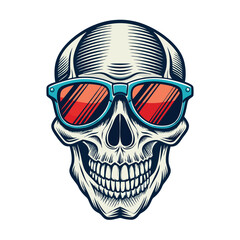 line art vector illustration of a skull wearing sunglasses. can be used to t-shirt emblem and more