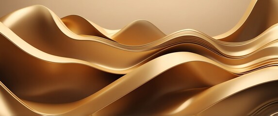 Obraz premium gold theme wave layers solid d abstract background banner with copy space
