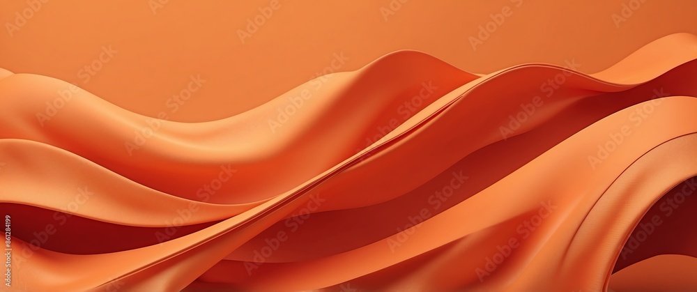 Wall mural orange theme silk laces wave layers solid d abstract background banner with copy space - Wall murals
