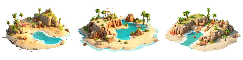 Naklejka premium Beach 3d game map set