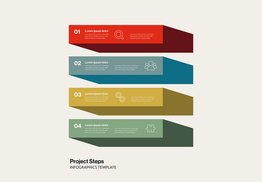 Project Steps Infographics Template with 3D Blocks