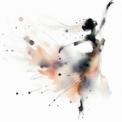 Naklejka premium Abstract watercolor illustration of woman dancer, with soft colors