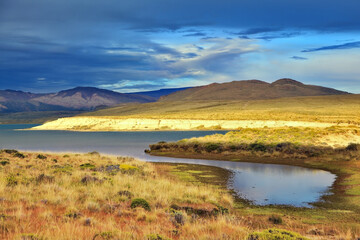 Charming lake in a mountain valley
