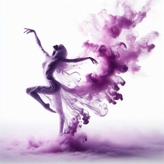 Fototapeta premium Illustration of woman dancer surrounded by colored smoke