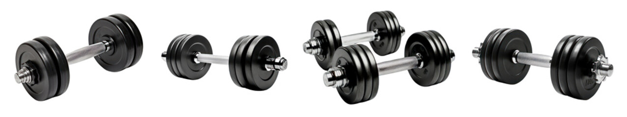 Naklejka premium black dumbbell fitness equipment set
