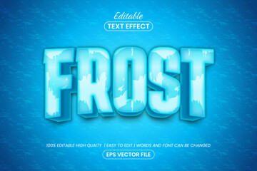 Frost ice 3d text style, editable text effect design template