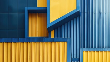 Bold Yellow and Blue Industrial Geometric Architecture