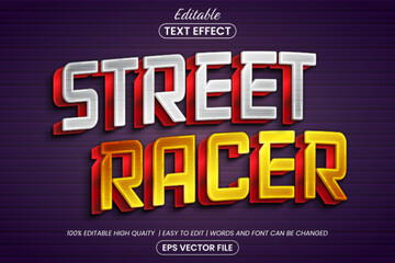 Street racer 3d speed text style, editable text effect design template