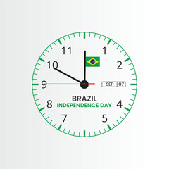 Illustration of Brazil Flag with clock for Independence Day