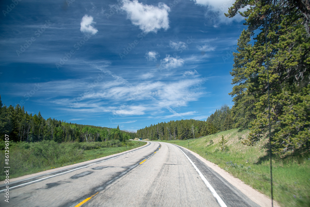 Sticker a beautiful road across united states national park