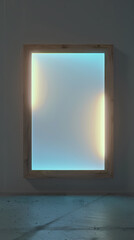 Neon frame on the wall in empty room