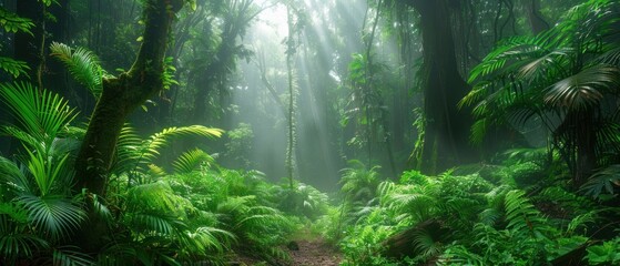 Fototapeta premium Deep tropical jungles of Southeast Asia in august