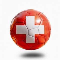 Swiss flag paint lon football ball on isolated background , generated by AI. High quality photo